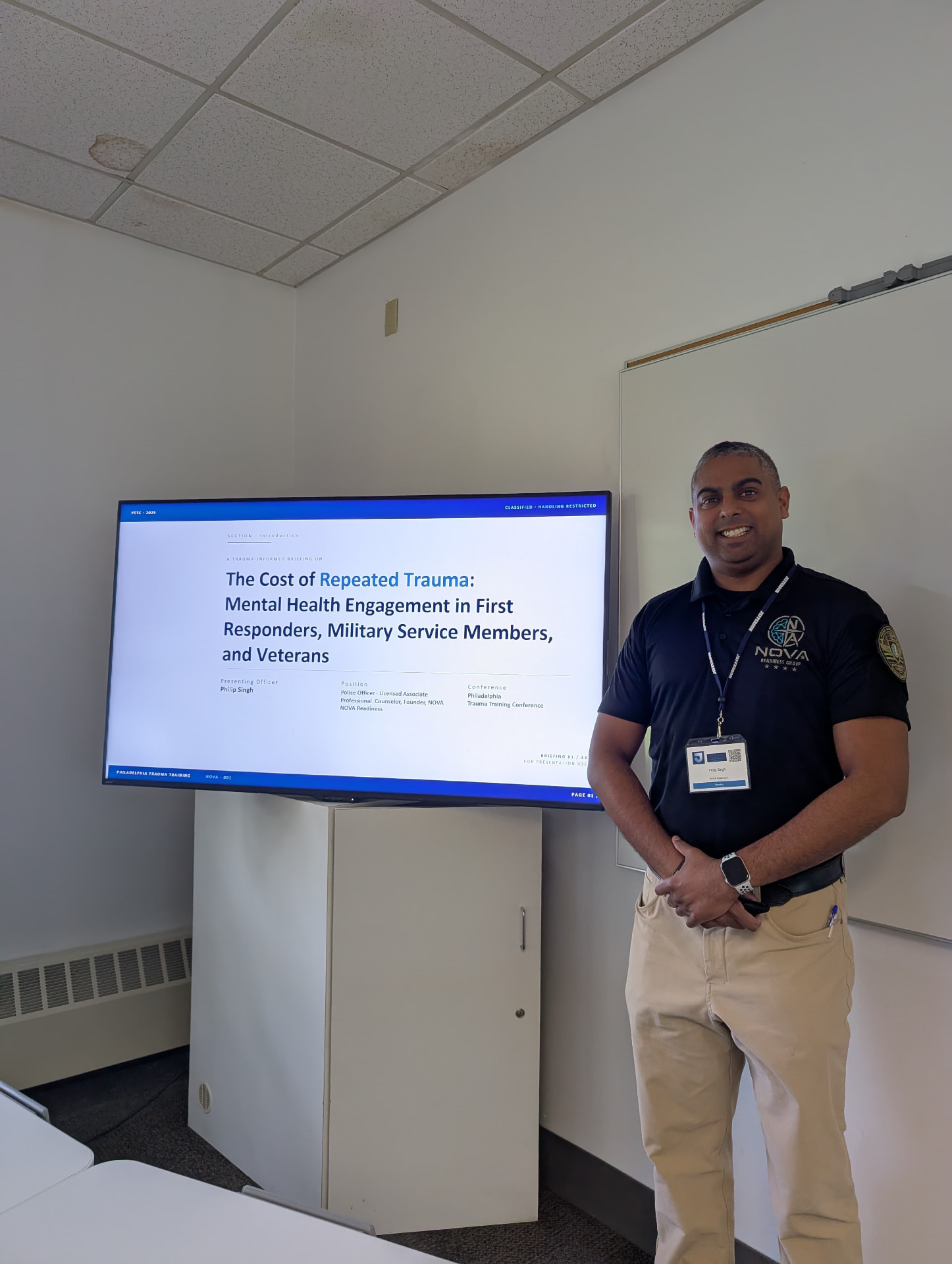 Philip Singh presenting The Cost of Repeated Trauma at the Philadelphia Trauma Training Conference